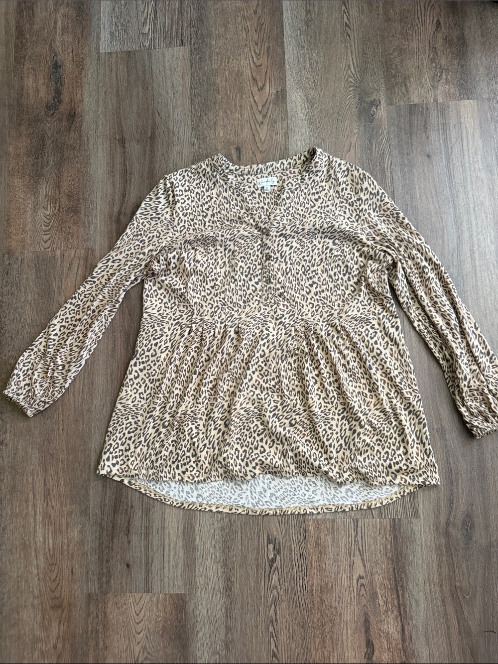 Wonderly Beige Leopard Print Peplum Tunic